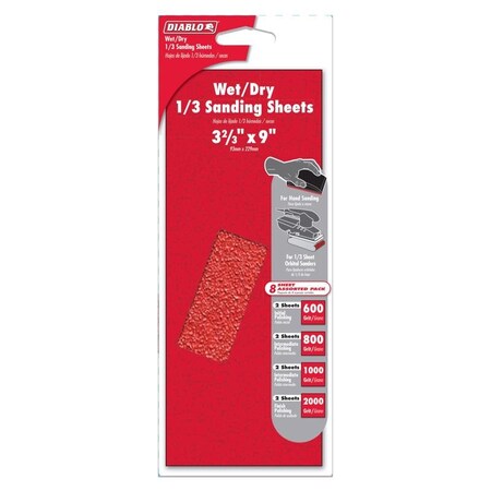 Diablo 9 in. L X 3-2/3 in. W Assorted Grit Aluminum Oxide Sanding Sheet 10 pk DCS323ASTS10G